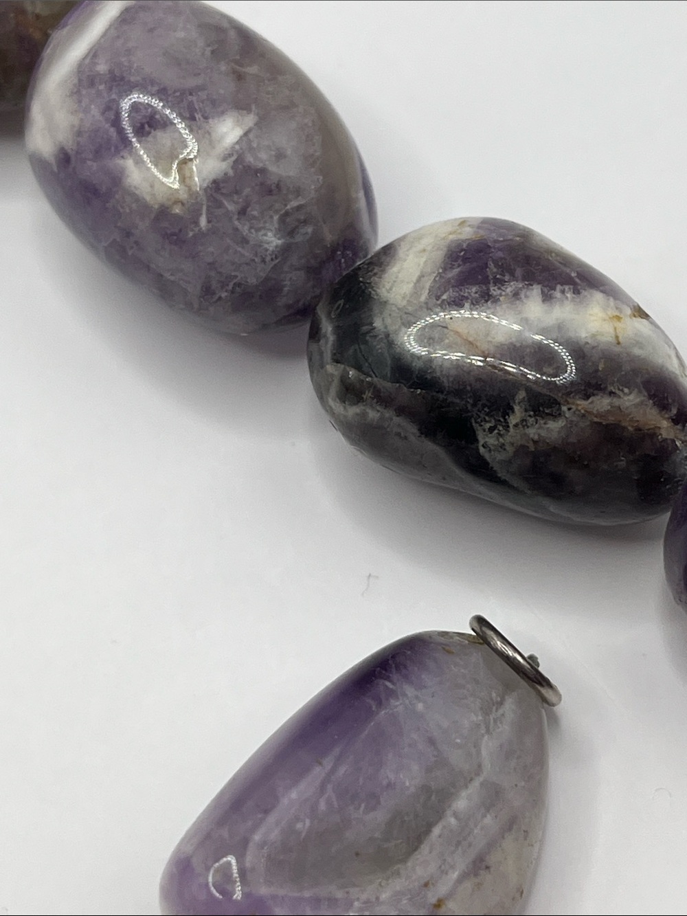 Chevron Amethyst Chunky Beaded Sterling Silver Vintage Necklace 10-20mm - Picture 10 of 11